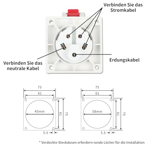 IUSOT CEE Adapter 32A auf 16A, Starkstrom Adapter mit 50 cm Kabel, IP44 Schutz, 5-polig, 400V, Adapter für Elektroauto Zubehör, Starkstrom Verteiler für Werkstätten, Baustellen und Industrie
