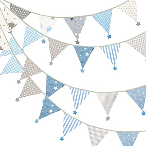 jijAcraft Banderín de Tela con Estrellas 4M/12 Lados Cover