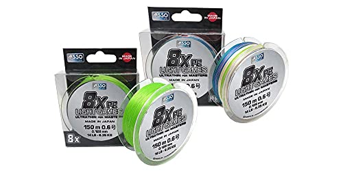 Tresse Asso PE 8X Light Games 20 LB fil vert idéal pour sorties en rivière