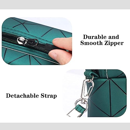 Image of Sunesh Creation Large Capacity Cosmetic Travel Bag, Women's Makeup Travel Bag Portable Leather Cosmetics Bag, Makeup Storage Bags with Handle and Divider, Makeup Bag - Green