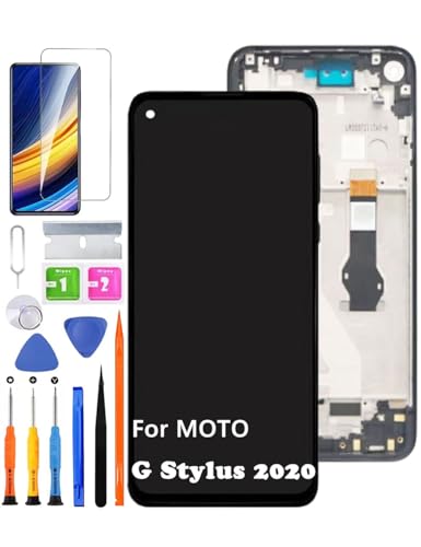 Screen Replacement for Motorola Moto G Stylus 2020 XT2043 XT2043-4 LCD Display Touch Digitizer Assembly with Frame with Repair Part Tools