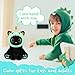 Hagusahuo Dinosaur Plush, 8inches Black Cat Plush with Green Dino Plushie Hood Removable, Cute Plushies Shiny Dinosaur Stuffed Animal Doll Toy Birthday Gifts for Kids Boys Girls