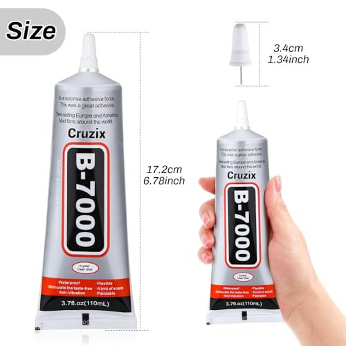 Image of B7000 Jewelry Bead Glue for Jewelry Making, Crystal Clear Glue 3.7 fl oz B7000+Plus Multipurpose Super Adhesive Glue for Rhinestone Crafts Fabric Metal Stone Nail Art Wood Glass (110 ml / 3.7oz)