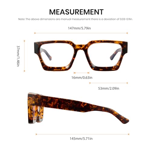 Image of Cyxus 99% Oversized Blue Light Blocking Glasses Women Men Chunky Rectangle Chic Preppy Frame Computer 8143