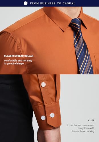 Image of HISDERN Mens Dress Shirt with Tie Pocket Square Set Classic Button Down Shirt Matching Tie Long Sleeve Shirts