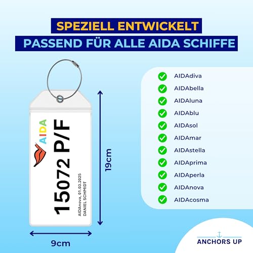 AIDA Kofferanhänger [4er-Pack] – Wasserfest & Robust aus Transparentem PVC – Gepäckanhänger für AIDA Kreuzfahrten 2026, 2027, 2028… – Ansicht 3