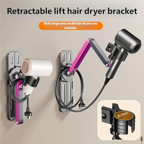 Support pour sèche-cheveux rotatif à 360° et bras réglable