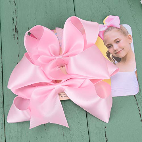Deeka 2 Pcs 6" Big Hand-Made Satin Ribbon Solid Color Hair Bows Alligator Clips Hair Accessories For Little Teen Toddler Girls Kids Set Of 2 -Light Pink #TOP5