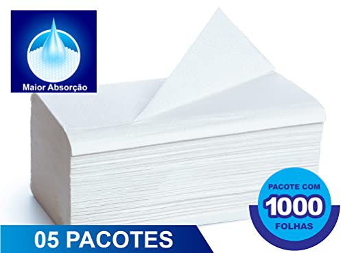5pc Papel Toalha Interfolha Branco Luxo Banheiro e Cozinha Secar e Limpar Mãos