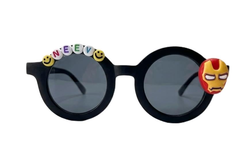 Image of PLAS ART STUDIO Customised round sunglasses Kids Sunglasses Get Kids Name on Frame For Girls & Boys. (Recommended Age 2+)