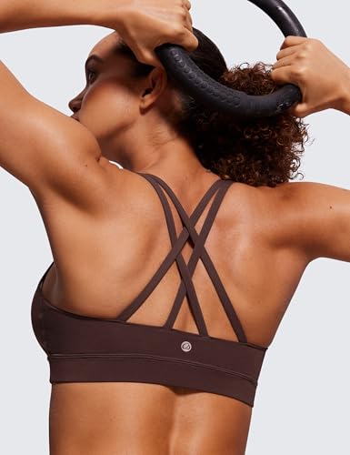 Image of CRZ YOGA Naked Feeling Strappy Sports Bras | Medium Support, Removable Pads, Yoga, Sleek, Scoop Neck, for Women