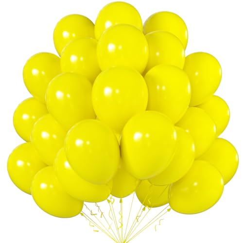 Image of KALOR 10 Inch Yellow Balloons, 100 Pcs Latex Helium Balloons for Kid's Birthday Party Baby Shower Wedding Graduation Graduation Party Decorations