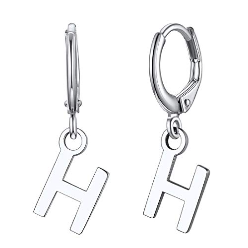 ChicSilver Initial Dangle Hoop Earrings for Women 925 Sterling Silver Personalized 26 Alphabet Letters Huggie Earrings