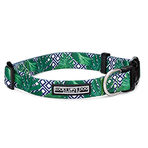 Lucky Love Dog Collar, Beautiful & Vivid Pattern Large Boy Dog Collars, Easy On & Off Clasp Accessory (Blue Laguna, L) by Lucky Love Dog - Used condition - US$18.29