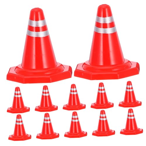 PHENOFICE 12stücke Teiliges Verkehrsleitkegel Aus Robustem Kunststoff Realistische Straßensperren Und Verkehrsschilder Für DIY Sandtisch Modellbau Und Kreatives Kinderspiel Im Außenbereich