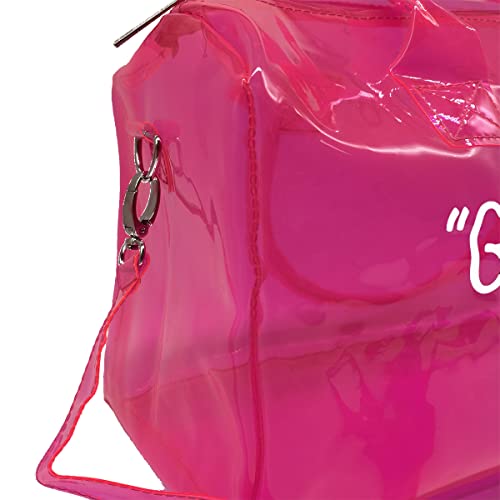 Clear Gym Bag For Women,Spend Night Bag Clear Pvc Tote Bag Large Sports Duffel Bag Bright Candy Color Jelly Bag With Durable Metal Zipper For Gym, School, Travel, Beach Pink #TOP1