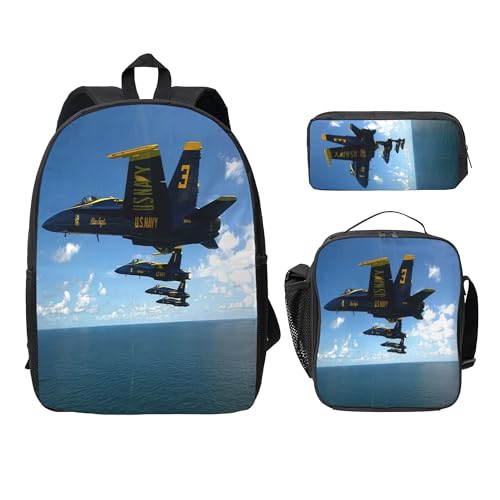 DAAGETCV Airplane Aircraft 3Pcs Backpack Unisex Adjustable Backpacks,Travel Laptop Backpack