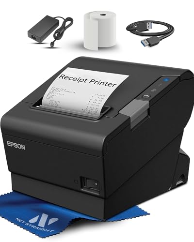 TM-T88VI Professional POS Receipt Printer - Commercial Thermal Printer, Ethernet Network, USB Serial, 350mm/s, Auto Cut, Restaurant/Retail Black (C31CE94061 for Epson)