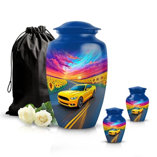 Image of Car Urn Funeral Ashes Urn 1 Large & 2 Small | Small Keepsake Urns, Cremation Keepsakes for Human