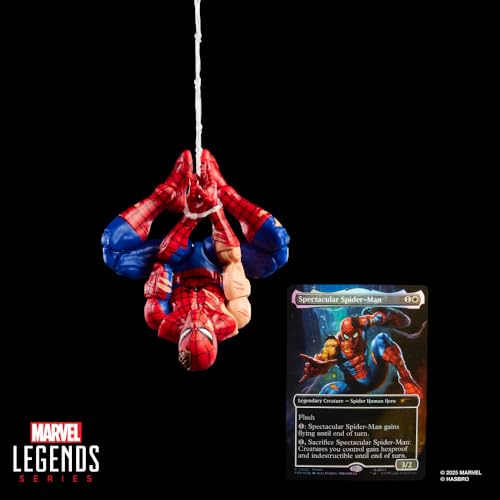 Marvel Legends Series Magic: The Gathering, Figurine Spider-Man endommagé au Combat avec Carte Premium Exclusive