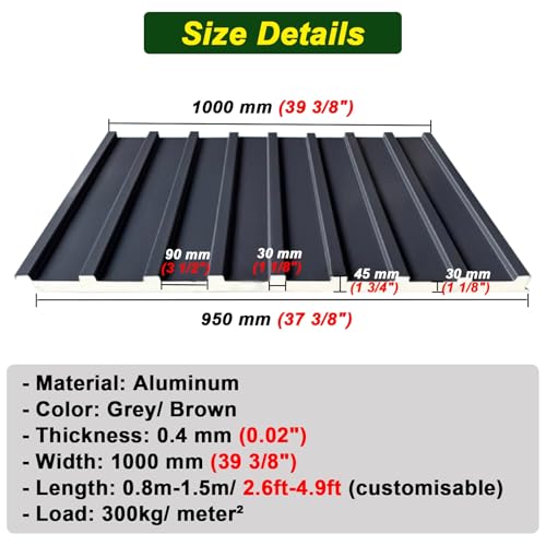 Paneles metálicos para techos de 1,4 m en color gris con policarbonato 6