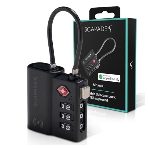 Scapade AirLock – TSA-zugelassenes Smart-Kofferschloss mit Apple „Wo ist?“ Tracking und USB-C-Akku, extrem robustes Reiseschloss für Hand- und Aufgabegepäck