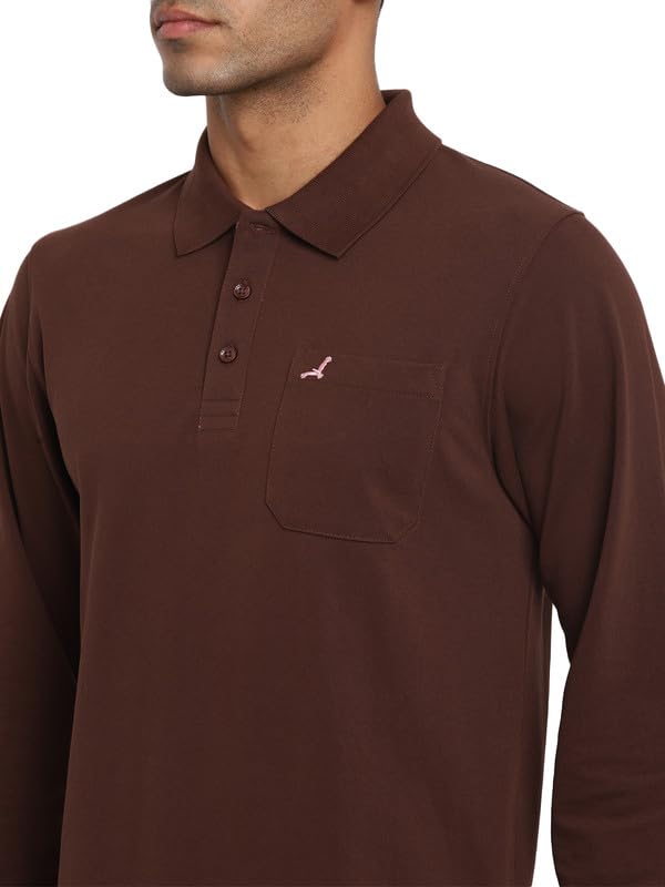 Image of AMERICAN CREW Men's Cotton-Poly Regular Full Sleeve Polo T-Shirt with Pocket