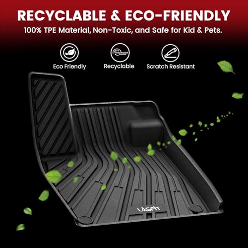 Image of LASFIT Floor Mats Fit for Volkswagen ID.4 2021-2026, Custom Fit TPE All Weather Waterproof Floor Liners 1st & 2nd Row Car Mats, Black