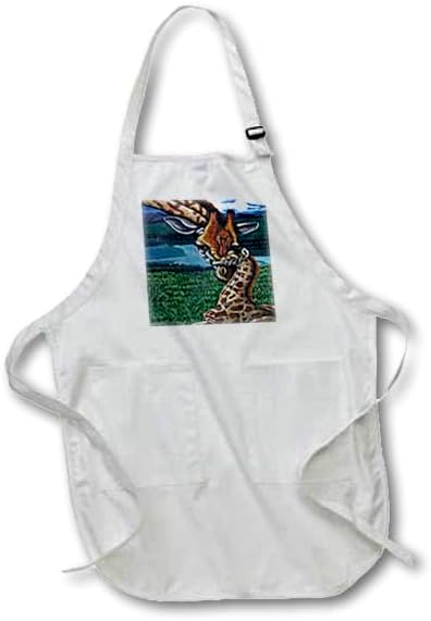 3dRose apr_3235_2 Giraffe Mother 22 by 24-Inch Apron with Pouch Pockets, Medium
