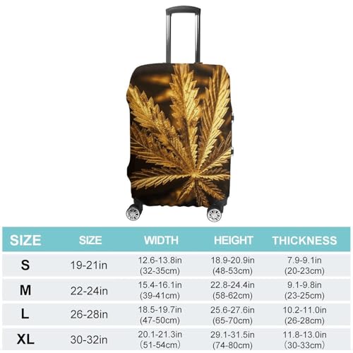 Golden Cannabis Luggage Cover, Washable Elastic Suitcase Cover Protector Fit 18-32 Inch Luggage2