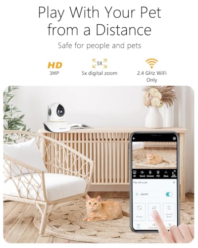 Image of VSTARCAM Interactive Pet Camera with Dual WiFi Antennas, 360 Pan-Tilt, 2K Dog & Cat Camera with Phone APP, 2.4GHz WiFi, IR Night Vision, Motion Detection, 2-Way Audio, Dog Cameras for Pet Monitoring