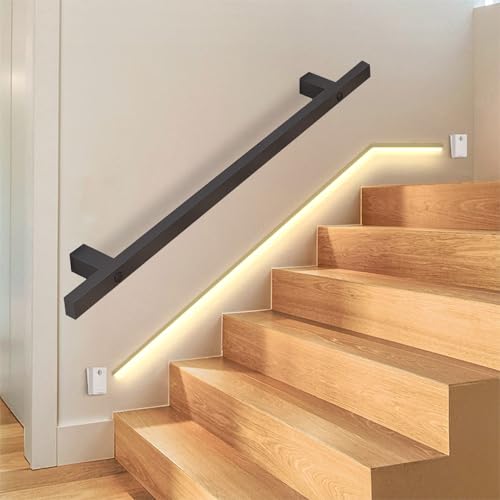 Rampe d'escalier en métal noir de 30 à 600 cm pour intérieur et extérieur