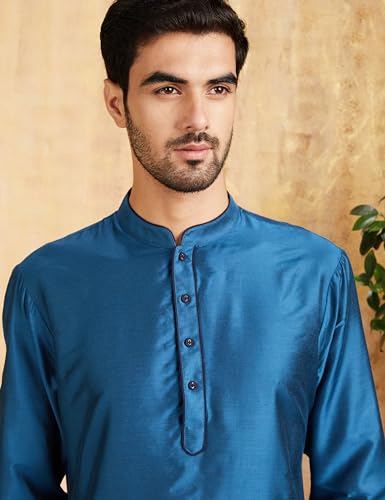 Image of Amazon Brand - Symbol Men Festive Solid Long Kurta (Regular Fit)