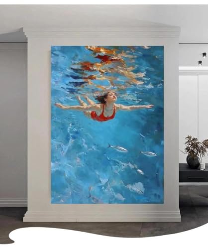 Tableau abstrait bleu sur toile premium Baibexing, affiche d'art mural moderne 60x90cm