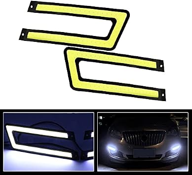 2-Pack U Shape Universal Car Trucks Daytime Running Light, White High Power COB LED Lights Decorative Lamp Waterproof DRL Daylight Driving Light Fog Lights DC 12V