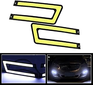 2-Pack U Shape Universal Car Trucks Daytime Running Light, White High Power COB LED Lights Decorative Lamp Waterproof DRL Daylight Driving Light Fog Lights DC 12V