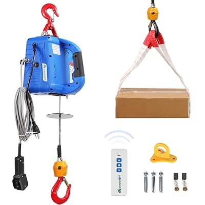 Mxmoonant 1100lb Power Electric Hoist 110V, 16ft/min Portable Winch Crane, 25ft Lifting Height Overhead Garage Household Indoor