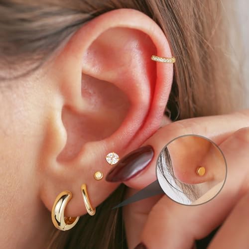 12 Pairs Hypoallergenic 14K Gold Plated Hoop Earrings - image 5