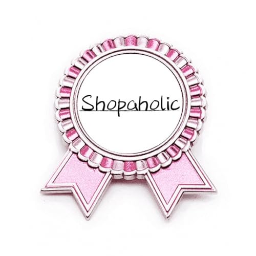 Broche Art déco Shopaholic en métal rose taille M au design raffiné