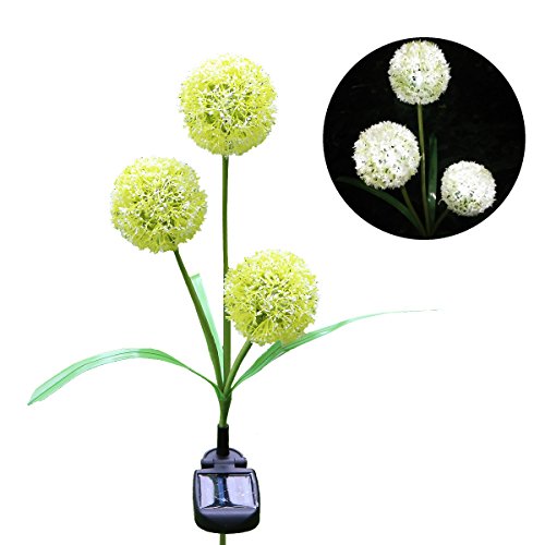 Solar Powered Dandelion Solar LED Lights Outdoor Waterproof LED Lamps for Garden Backyard Lawn Landscape Decoration Illumination (White)