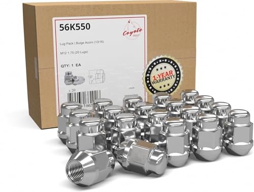 Image of Wheel Accessories Parts 20 Pcs M12 x 1.75 12 x 1.75 Thread Bulge Acorn 35mm 1.38 inch Long Lug Nuts Chrome 13 /16 inch 21mm Hex Fits Ford 1997-99 F150 1998 F-250 1997-99 Expedition 1998-99 Navigator