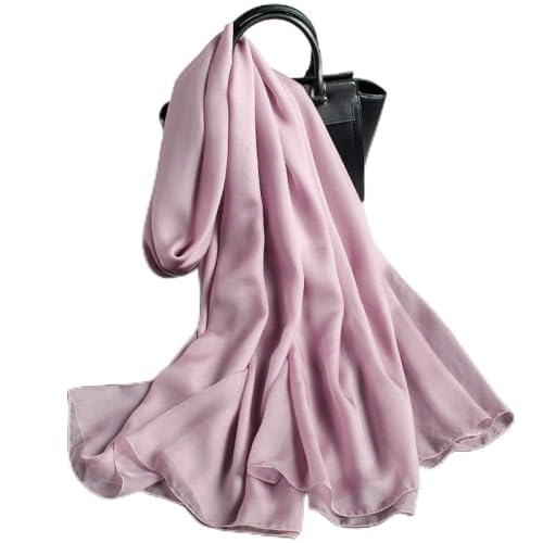 Écharpe en gaze de soie longue et foulard violet de couleur pure