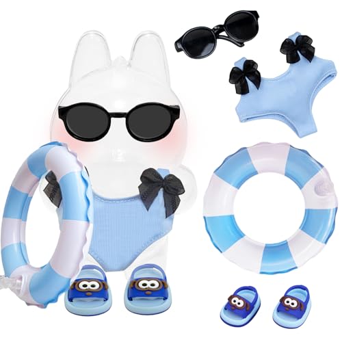 4 Stück 17cm Mini Puppen Kleidung Set, 17cm Puppenkleidung Outfit Zubehör mit 1 Kleid 1 Haarspange 1 Halskette 1 Paar Sc...