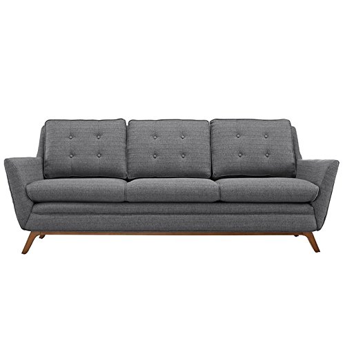 Modway Beguile Mid-Century Modern Sofa With Upholstered Fabric In Gray #TOP1