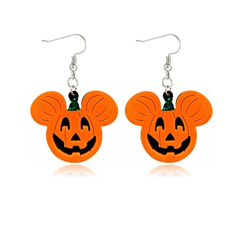 WCRAZYE Halloween Skull Dangle Earrings - Acrylic Pumpkin Spirit Earrings with Glitter Powder