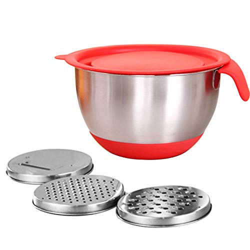 Ciotola per mescolare insalata in acciaio inox coperchio ermetico con ciotole centrali rimovibili con manico grattugia scala cucina preparazione ciotola insalatiera per cucinare cottura conservazione