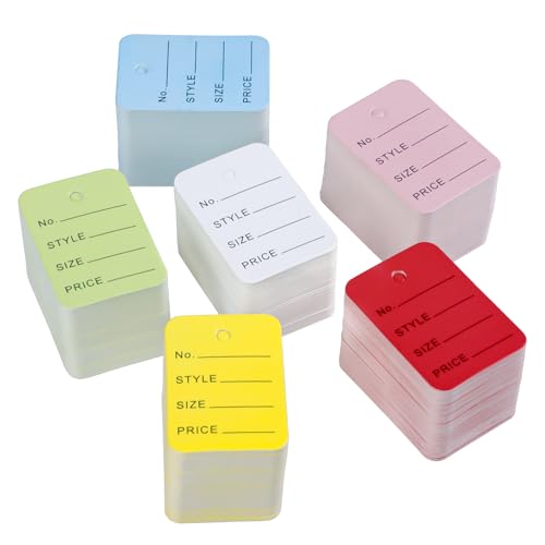 Uniclife 900 Pcs Unstrung Price Tags for Clothes Writable Colored Clothing Tag Without String Small Paper Tags for Pricing Hang Tag Labels for Retail Jewelry Merchandise, 2" x 1 2/5"
