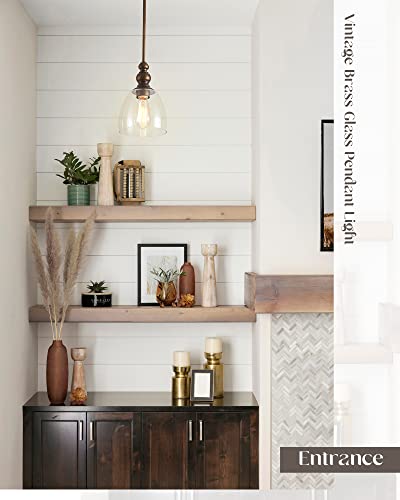 Hanass Pendant Lights, Brushed Vintage Brass Pendant Lighting For Kitchen Island, Clear Glass Pendant Light Fixtures, Hanging Light Fixtures With Adjustable Height, Md89426-B #TOP7