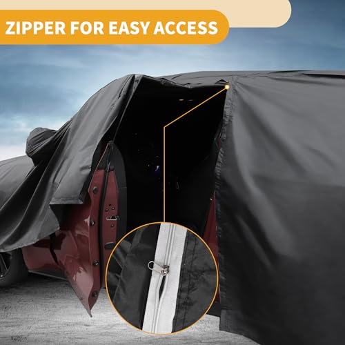 Image of Car Cover Waterproof All Weather Sun Rain Protection Full Exterior Cover for Genesis G70 Sedan 190T-PU Black with Left Side Zippers