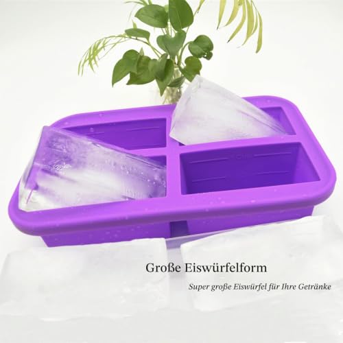 Soup Gefriertablett, Große Eiswürfelformen mit Deckel, Gefrierbehälter aus Silikon, Suppenbehälter zum Einfrieren von Suppe… – Ansicht 3